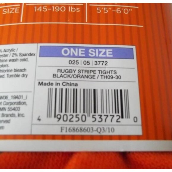 NIP NWT Halloween Black and Orange Striped Acrylic Knit Tights One Size - Picture 5 of 7